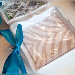 Striped Cocktail napkin & tray set, paper napkin holder, cocktail napkin box